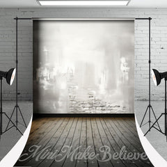 Lofaris Vintage White Brick Wall Wood Floor Sweep Backdrop