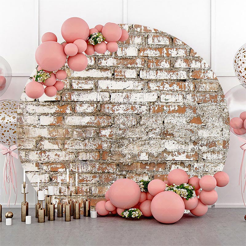 Lofaris Vintage White Red Brick Wall Round Party Backdrop