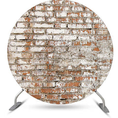 Lofaris Vintage White Red Brick Wall Round Party Backdrop