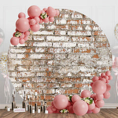 Lofaris Vintage White Red Brick Wall Round Party Backdrop