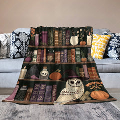 Lofaris Vintage Wood Bookshelf Owl Magic Book Custom Blanket