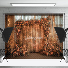 Lofaris Vintage Wooden Planks Garland Tulle Indoor Backdrop