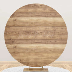 Lofaris Vintage Wooden Texture Wall Circle Birthday Backdrop