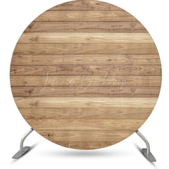 Lofaris Vintage Wooden Texture Wall Circle Birthday Backdrop