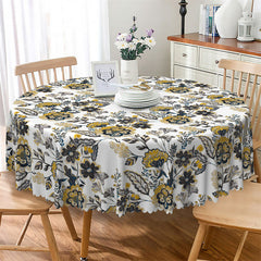 Lofaris Vintage Yellow Floral Patterns Round Tablecloth