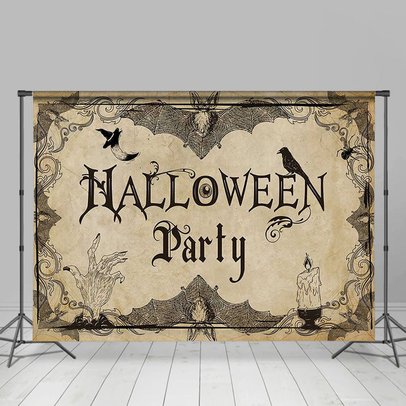 Lofaris Vintage Yellowed Bat Candle Halloween Party Backdrop