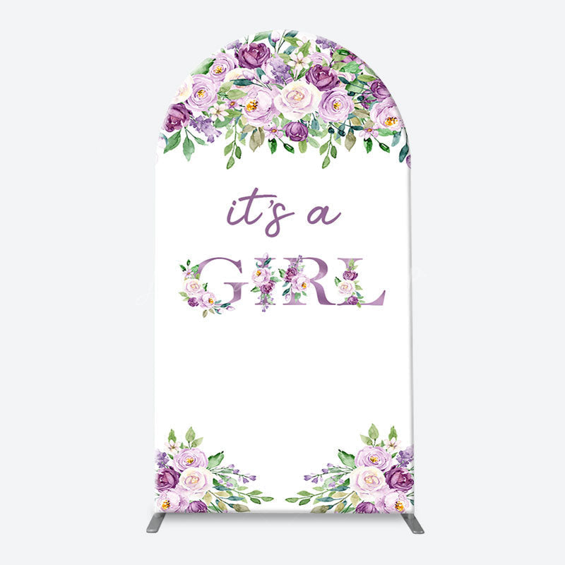 Lofaris Violet Purple Flower Arch Girl Baby Shower Backdrop