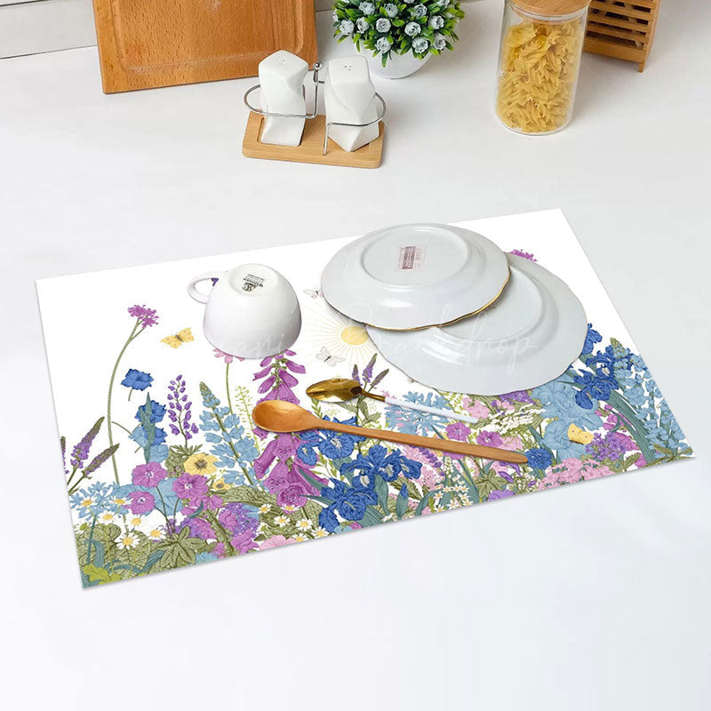 Lofaris Violet Purple Flowers Leaf Spring Set Of 4 Placemats