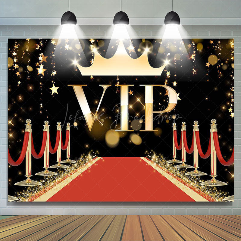 Lofaris Vip Red Carpet Gold Stars Happy Birthday Backdrop