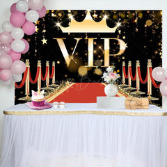 Lofaris Vip Red Carpet Gold Stars Happy Birthday Backdrop