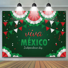 Lofaris Viva Mexico Flags Independence Day Green Backdrop