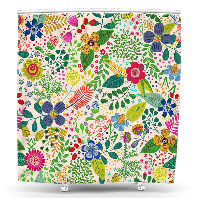 Lofaris Vivid Bohemian Floral Spring Summer Shower Curtain