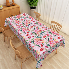 Lofaris Vivid Pink Red Flowers Pattern Rectangle Tablecloth