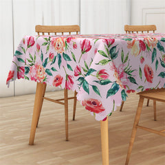 Lofaris Vivid Pink Red Flowers Pattern Rectangle Tablecloth