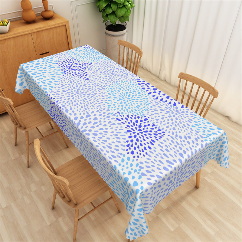 Lofaris Voguish Blue Electroink Dots Rectangle Tablecloth