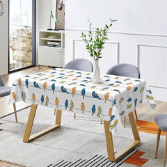 Lofaris Voguish Pin Stripes And Birds Patterns Tablecloth