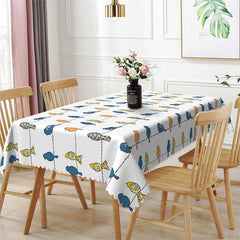 Lofaris Voguish Pin Stripes And Birds Patterns Tablecloth