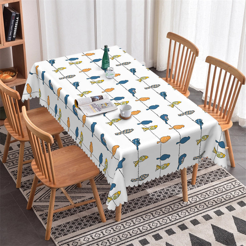 Lofaris Voguish Pin Stripes And Birds Patterns Tablecloth