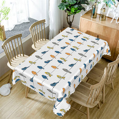 Lofaris Voguish Pin Stripes And Birds Patterns Tablecloth