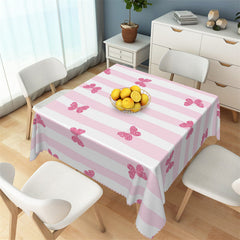 Lofaris Voguish Pink Butterfly Patterns Stripes Tablecloth