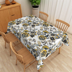 Lofaris Voguish Yellow Floral Patterns Rectangle Tablecloth