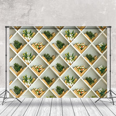 Lofaris Wall Grid Green Plants Flowers Books Photo Backdrop