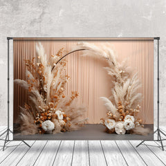 Lofaris Warm Color Flower Feather Curtain Boho Photo Backdrop