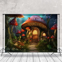 Lofaris Warm Enchanted Forest Mushroom House Spring Backdrop