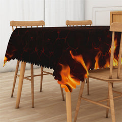 Lofaris Warm Fireplace Christmas Party Rectangle Tablecloth