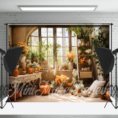 Lofaris Warm Floral Plants Window Indoor Photo Backdrop