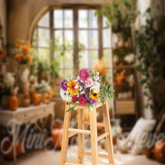 Lofaris Warm Floral Plants Window Indoor Photo Backdrop