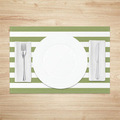 Lofaris Warm Green White Stripes Dining Set Of 4 Placemats