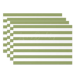 Lofaris Warm Green White Stripes Dining Set Of 4 Placemats