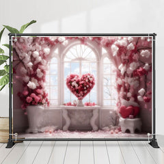 Lofaris Warm Heart Shape Flower Window Blue Sky Backdrop