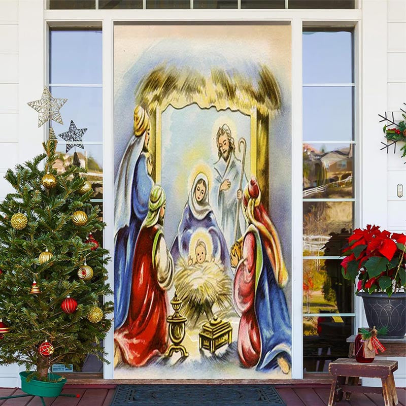 Lofaris Warm Holy God Baby Christmas Door Cover Decoration