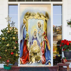 Lofaris Warm Holy God Baby Christmas Door Cover Decoration