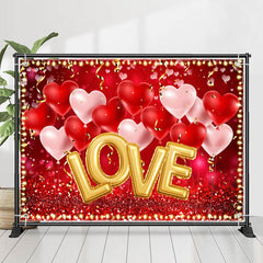 Lofaris Warm Light Red Heart Balloon Valentines Day Backdrop