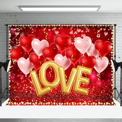 Lofaris Warm Light Red Heart Balloon Valentines Day Backdrop