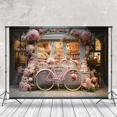 Lofaris Warm Pink Bike Floral Shop Spring Backdrop For Photo