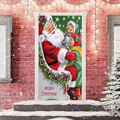 Lofaris Warm Santa Claus Child Merry Christmas Door Cover