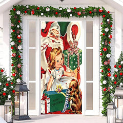 Lofaris Warm Santa Claus Girl Gift Christmas Door Cover