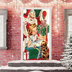 Lofaris Warm Santa Claus Girl Gift Christmas Door Cover