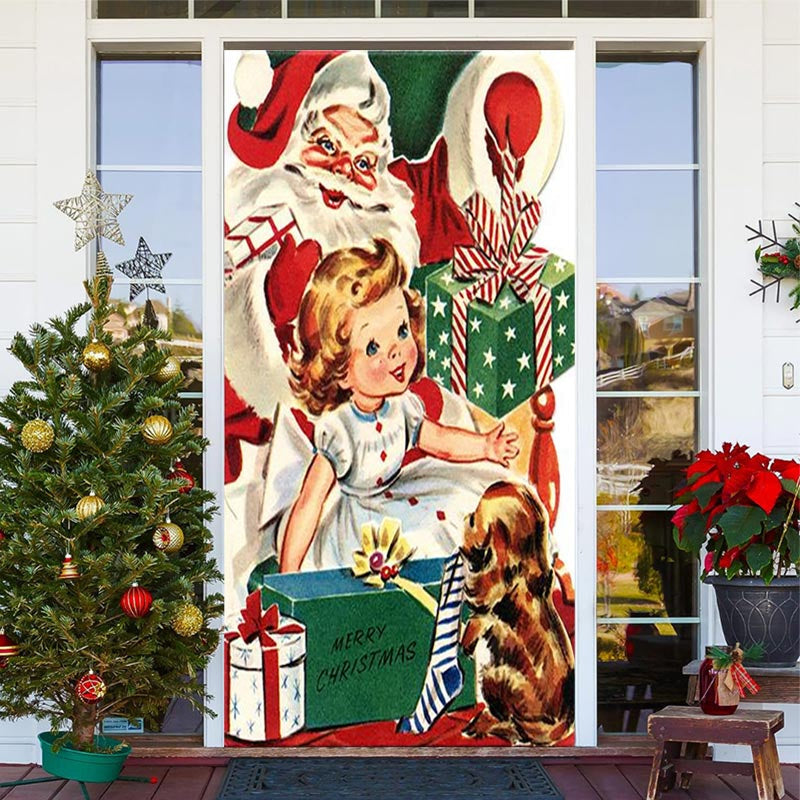 Lofaris Warm Santa Claus Girl Gift Christmas Door Cover