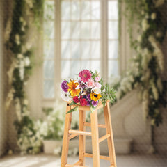 Lofaris Warm Spring Sunshine Window White Floral Backdrop