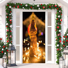 Lofaris Warm Star Light Snowman Bokeh Christmas Door Cover