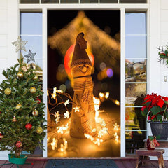 Lofaris Warm Star Light Snowman Bokeh Christmas Door Cover