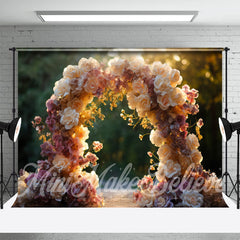 Lofaris Warm Sunset Colored Arch Door Bokeh Flower Backdrop