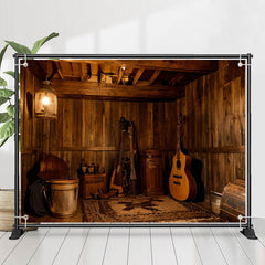 Lofaris Warm Wood Room Guitar Photo Architecture Backdrop