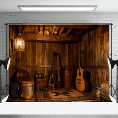 Lofaris Warm Wood Room Guitar Photo Architecture Backdrop