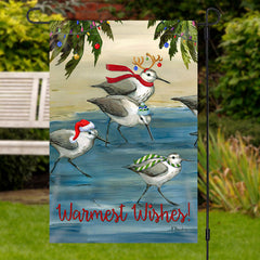 Lofaris Warmest Wishes Birds Painting Christmas Garden Flag